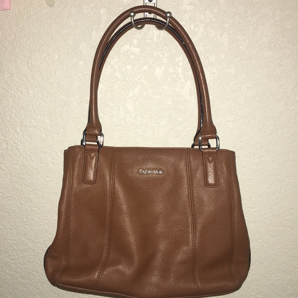 Calvin Klein Triple Gusset Soft Leather Satchel